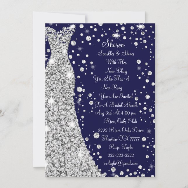 Invitation de la nuptiale Mariage habillée en diam (Devant)