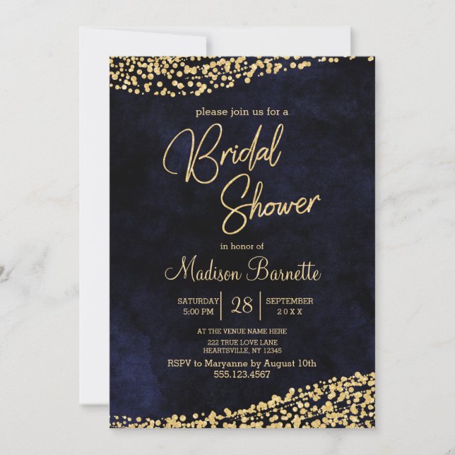 Invitation de la nuptiale marine Blue Watercolor G (Devant)