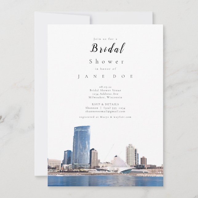 Invitation de la nuptiale Milwaukee Skyline (Devant)