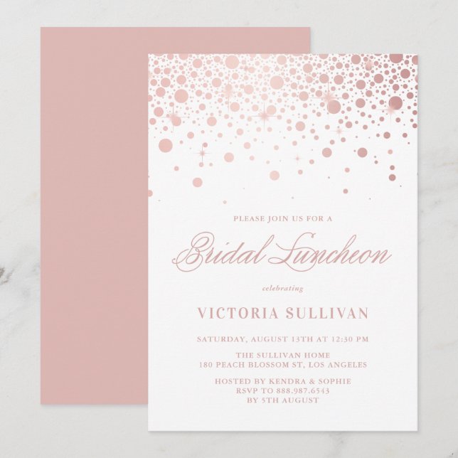 Invitation de la nuptiale rose Gold Foil Confetti (Devant / Derrière)