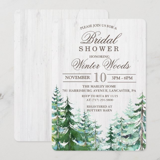 Invitation de la nuptiale Rustic Wood Tree (Devant / Derrière)