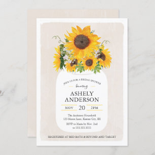 Invitation de la nuptiale Sunflower Mason Jar