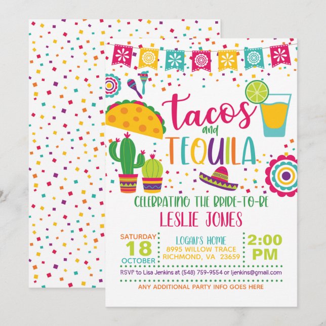 Invitation de la nuptiale Tacos & Tequila - Wh (Devant / Derrière)