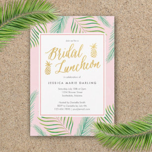 Invitation de la nuptiale tropicale en rose et or