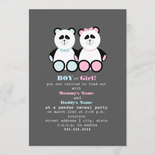 Invitation de la Panda Nounours Gender Reveval Par