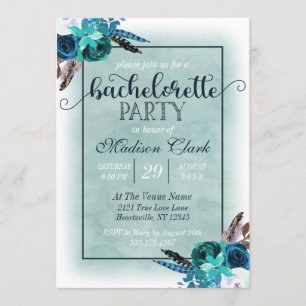 Invitation de la partie Bachelorette Bleue Aqua &
