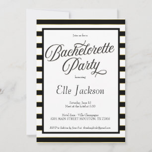 Invitation de la partie Black + Gold Bachelorette