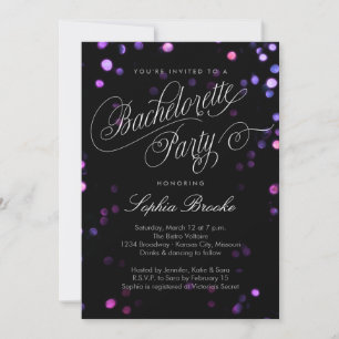 Invitation de la partie Bokeh Glam Black & Pink Ba