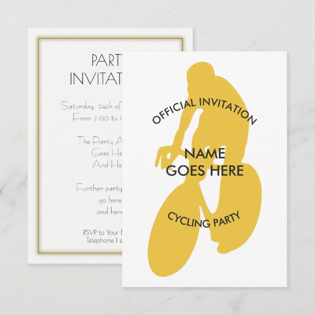 Invitation de la partie cycliste sur mesure (Devant / Derrière)