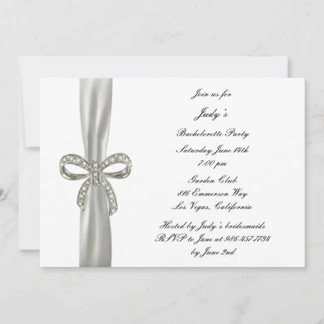 Invitation de la partie de Bachelorette Bow Diamon (Devant)