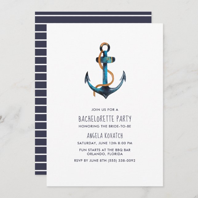 Invitation de la partie de bachelorette de la mari (Devant / Derrière)