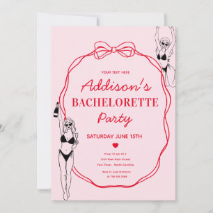 Invitation de la partie de bachelorette rose et ro
