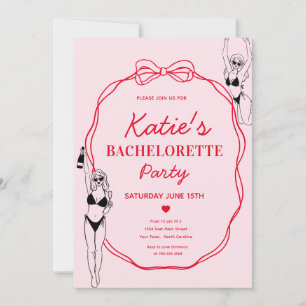 Invitation de la partie de bachelorette rose et ro