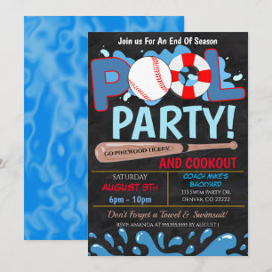 Invitation de la partie de baseball de piscine d'é