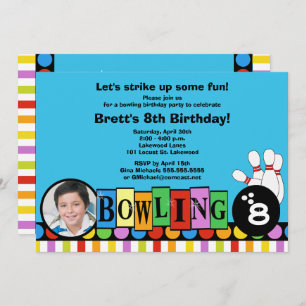 Invitation de la partie de bowling d'anniversaire 