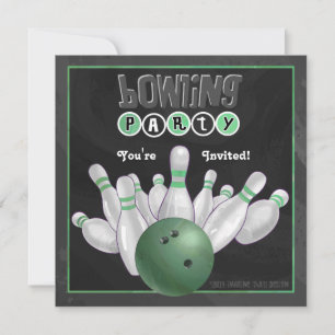 Invitation de la partie de bowling vert