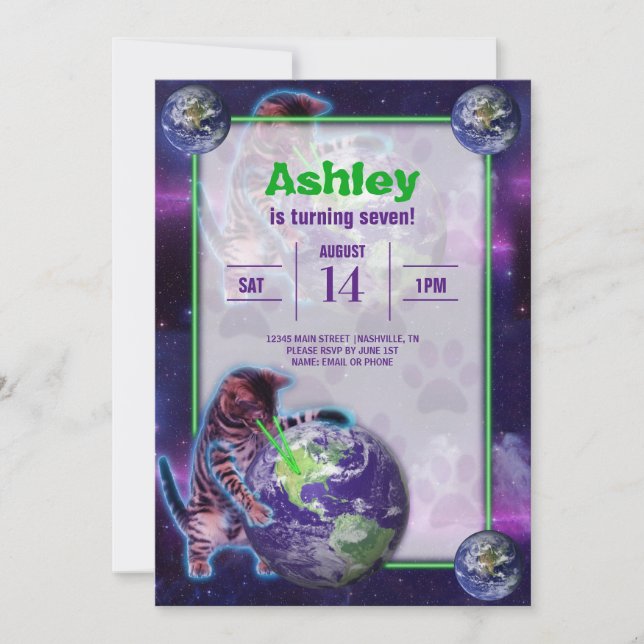 Invitation de la partie de chat laser Planet (Devant)