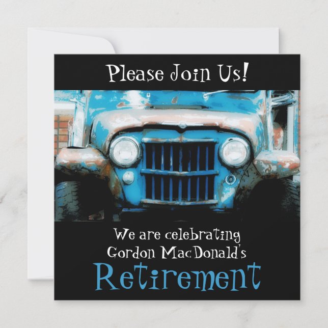 Invitation de la partie de départ de voiture de ca (Devant)