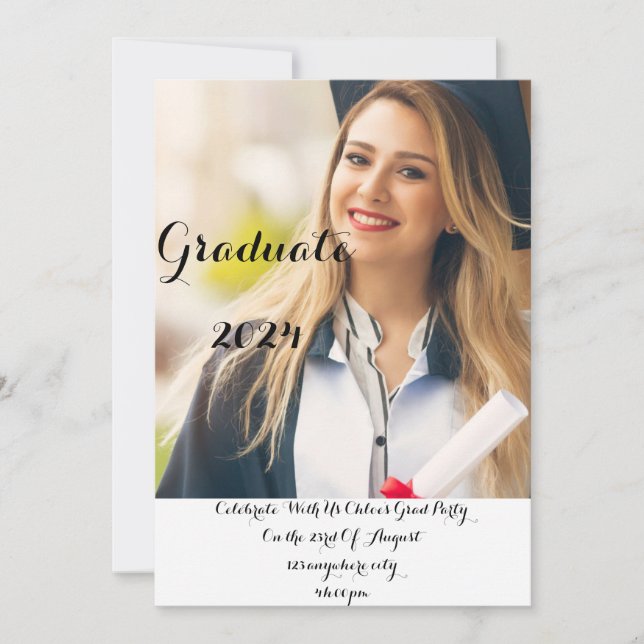 INVITATION DE LA PARTIE DE DIPLÔME PHOTO (Devant)