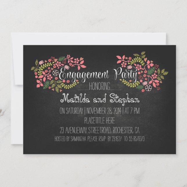 Invitation de la partie de fiançailles florales mo (Devant)