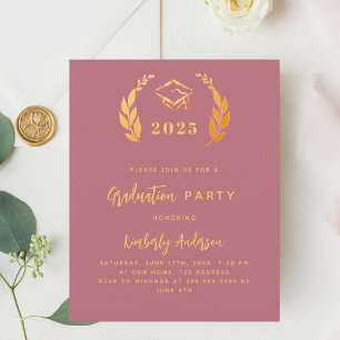 Invitation de la Partie de Graduation 2025 rose co