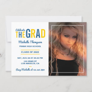 Invitation de la partie de graduation bleu et or
