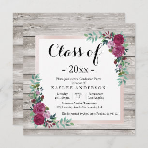 Invitation de la partie de graduation chic Wood