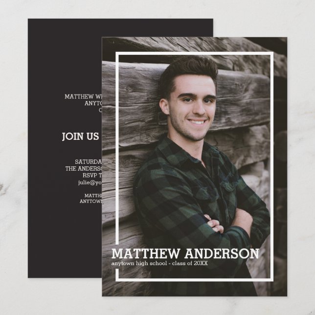 Invitation de la partie de graduation de la photo  (Devant / Derrière)