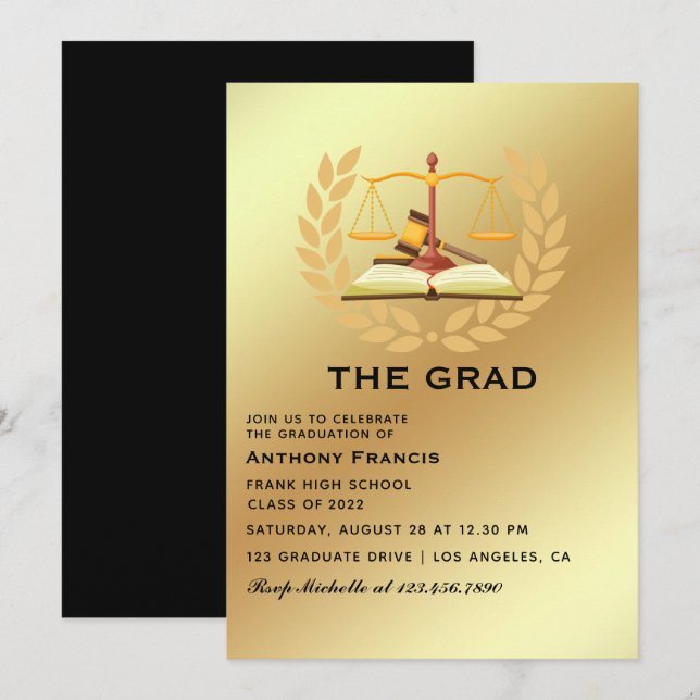 Invitation de la partie de Graduation de l'avocat  (Devant / Derrière)