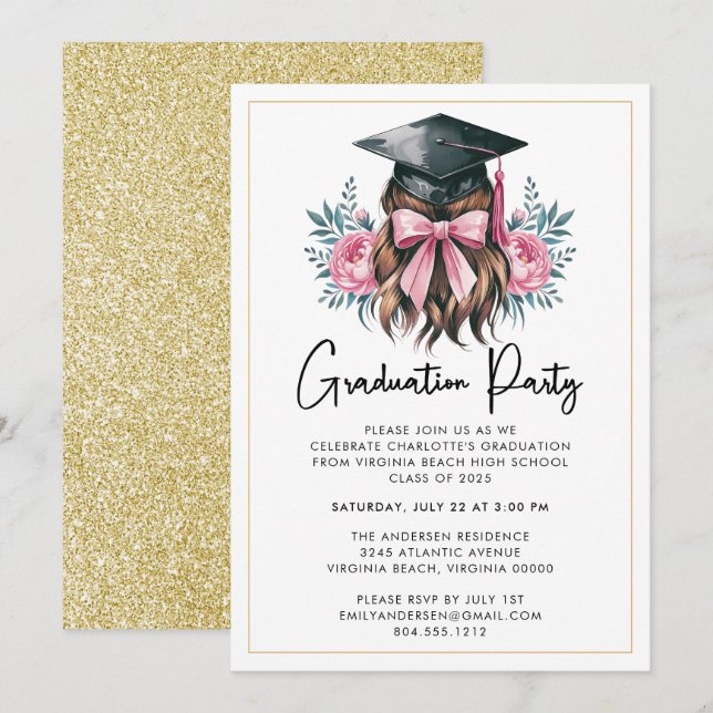 Invitation de la partie de graduation Décontractée (Devant / Derrière)