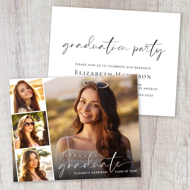 Invitation de la partie de graduation du script bl (Cherish the milestone: share your graduate's achievement with a custom photo graduation invitation)
