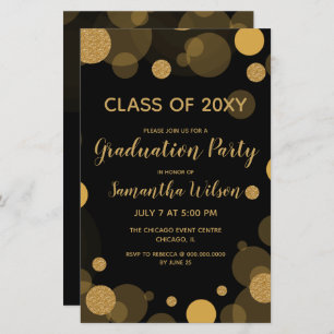 Invitation de la partie de graduation en or noir b