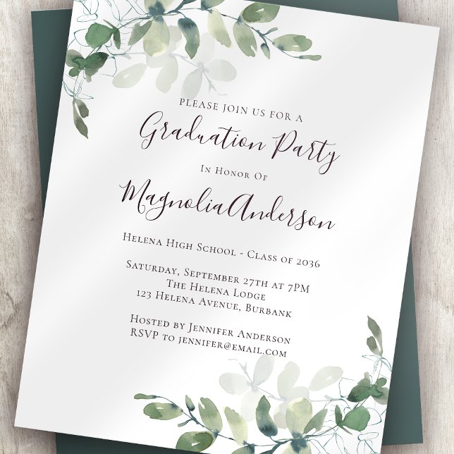Invitation de la partie de graduation Eucalyptus b (Créateur téléchargé)