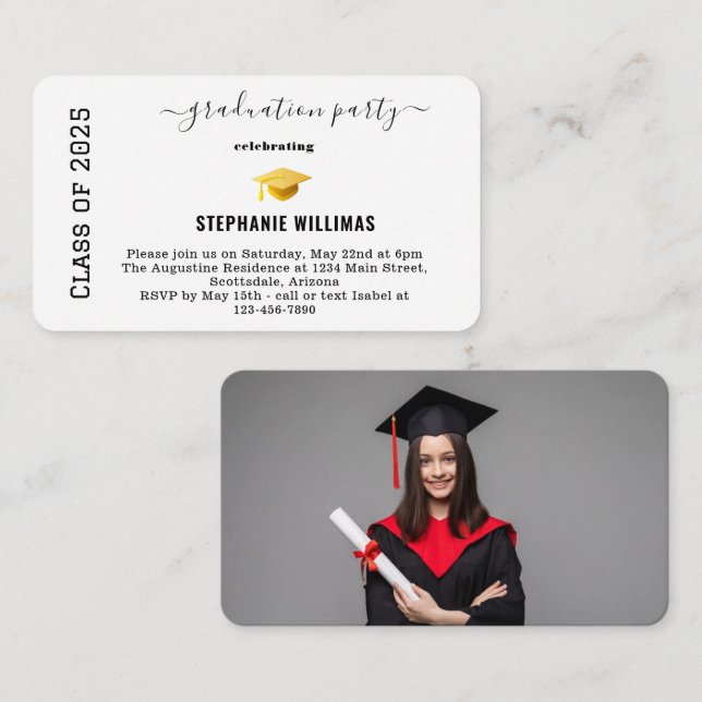 Invitation de la Partie de graduation Insérer (Devant / Derrière)