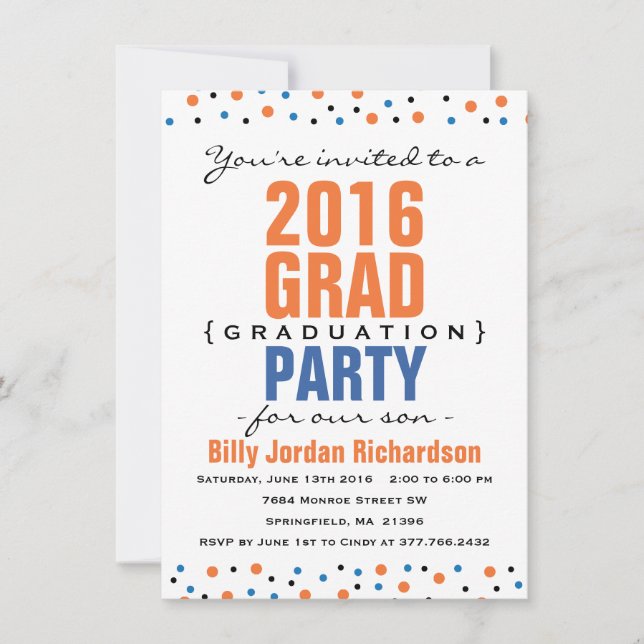 Invitation de la partie de graduation moderne 2016 (Devant)