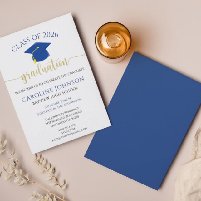 Invitation de la partie de graduation moderne bleu (Créateur téléchargé)