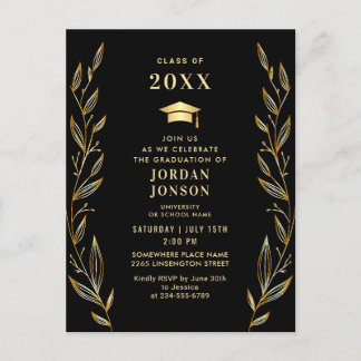 Invitation de la partie de graduation Noir doré mo