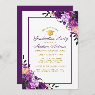 Invitation de la partie de graduation violet ultra