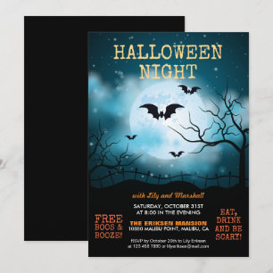 Invitation de la partie   de Halloween de nuit de