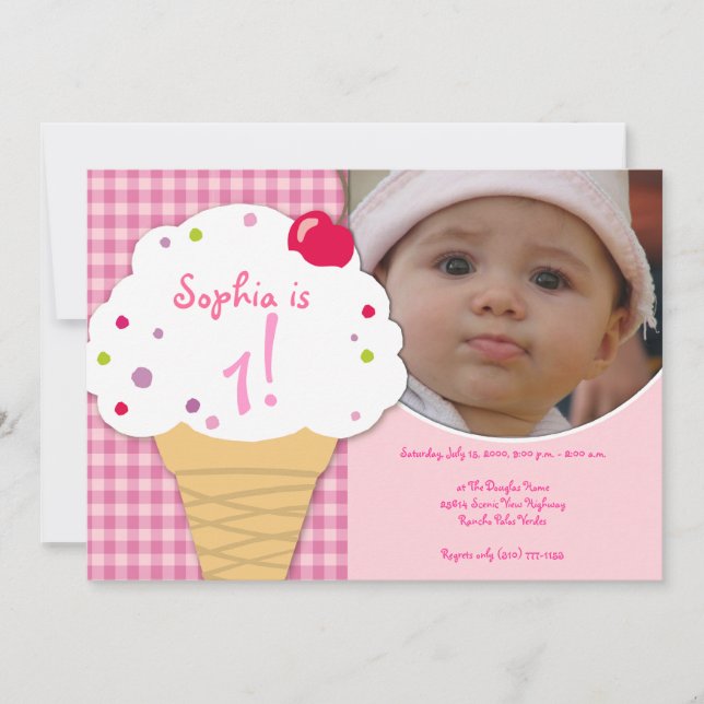 Invitation de la Partie de la crème glacée (Devant)