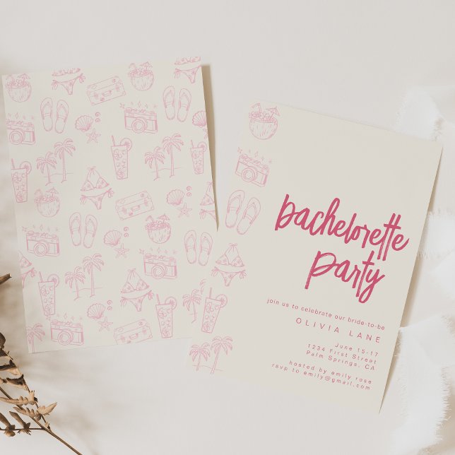 Invitation de la partie de plage rose de Bachelore (Créateur téléchargé)