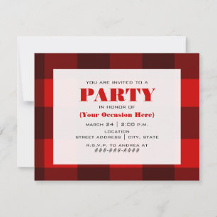 Invitation de la partie de plaid rouge et noire