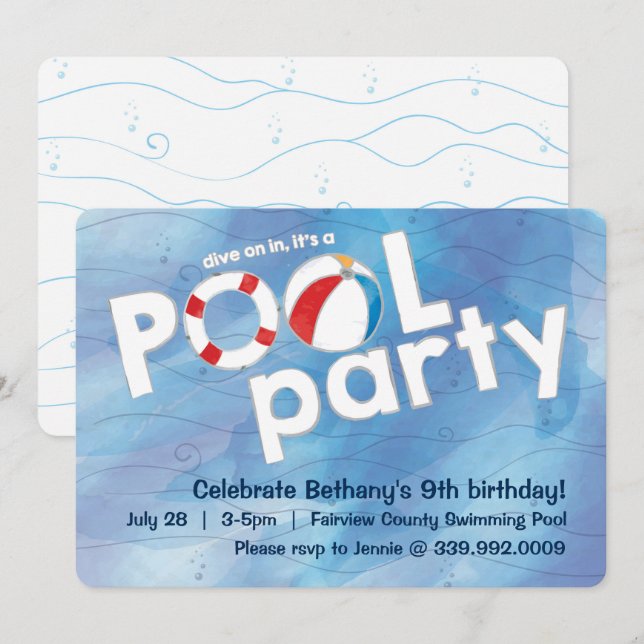 Invitation de la partie de pool (Devant / Derrière)