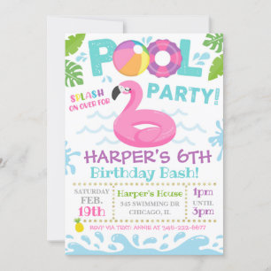 Invitation de la partie de pool   Flamant rose Poo