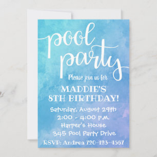 Invitation de la partie de pool Pool Party Anniv