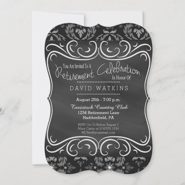Invitation de la partie de retraite Damask & Chalk (Devant)