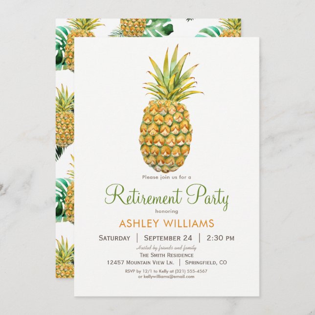 Invitation de la partie de retraite de l'ananas (Devant / Derrière)