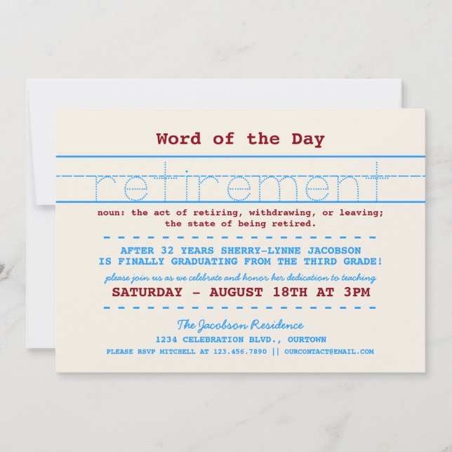 Invitation de la partie de retraite de l'enseignan (Devant)