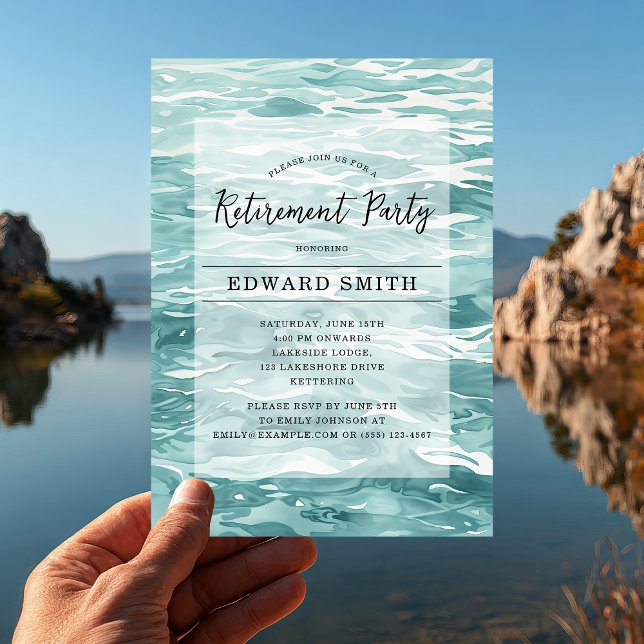 Invitation de la partie de retraite de pêche (Cast off into retirement 🎣 Celebrate in style with this watercolor fishing-themed invitation.)