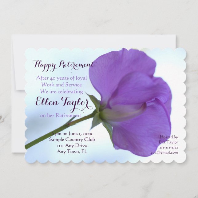 Invitation de la partie de retraite de purple Swee (Devant)